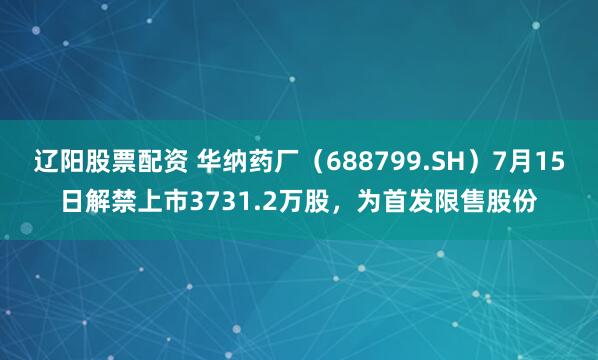 辽阳股票配资 华纳药厂（688799.SH）7月15日解禁上市3731.2万股，为首发限售股份